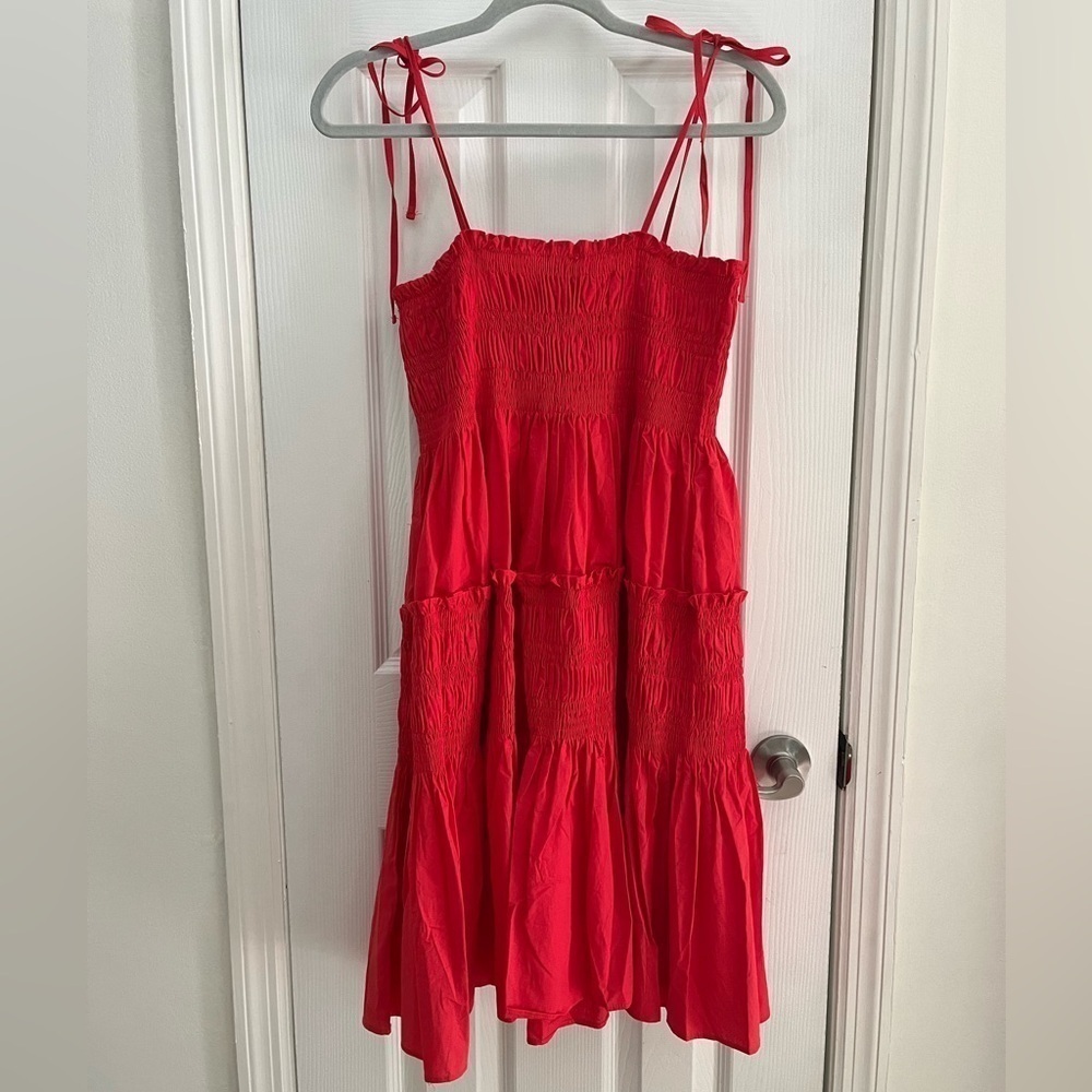 Pinch red smocked spaghetti strap dress- Size Large - Picture 4 of 5